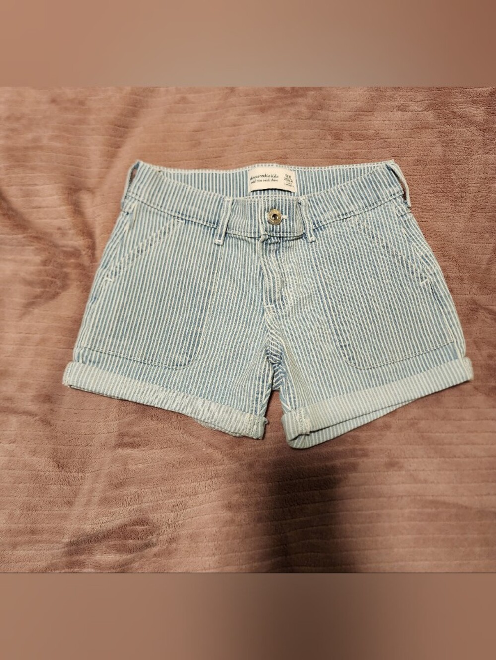 Abercrombie Kids Blue White Stripe Mid Rise Midi Shorts Sz 9/10